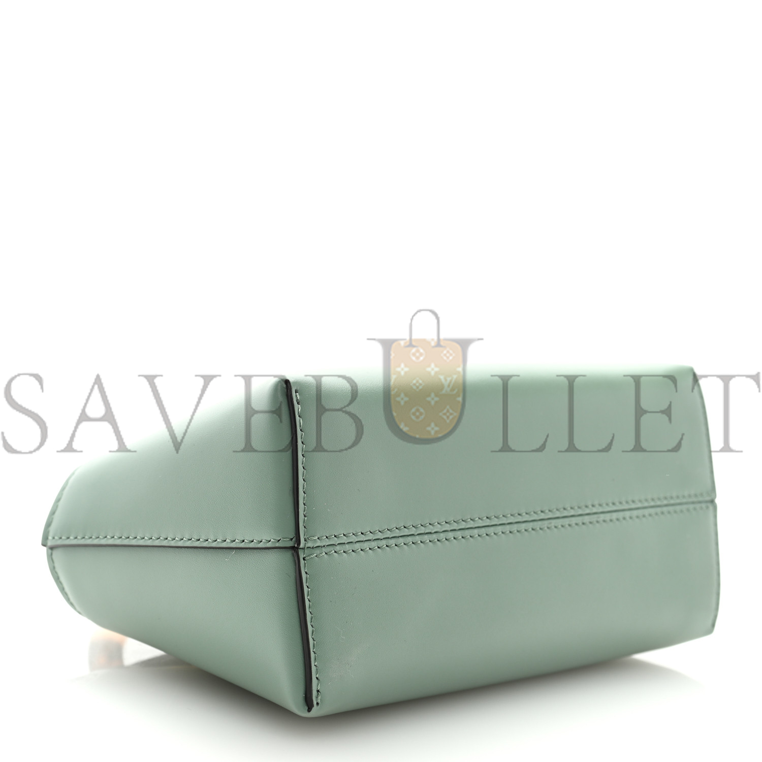 FENDI VITELLO KING PLEXIGLASS LOGO EMBOSSED MINI BY THE WAY TOP HANDLE BOSTON BAG MENTA (18*11*9cm)