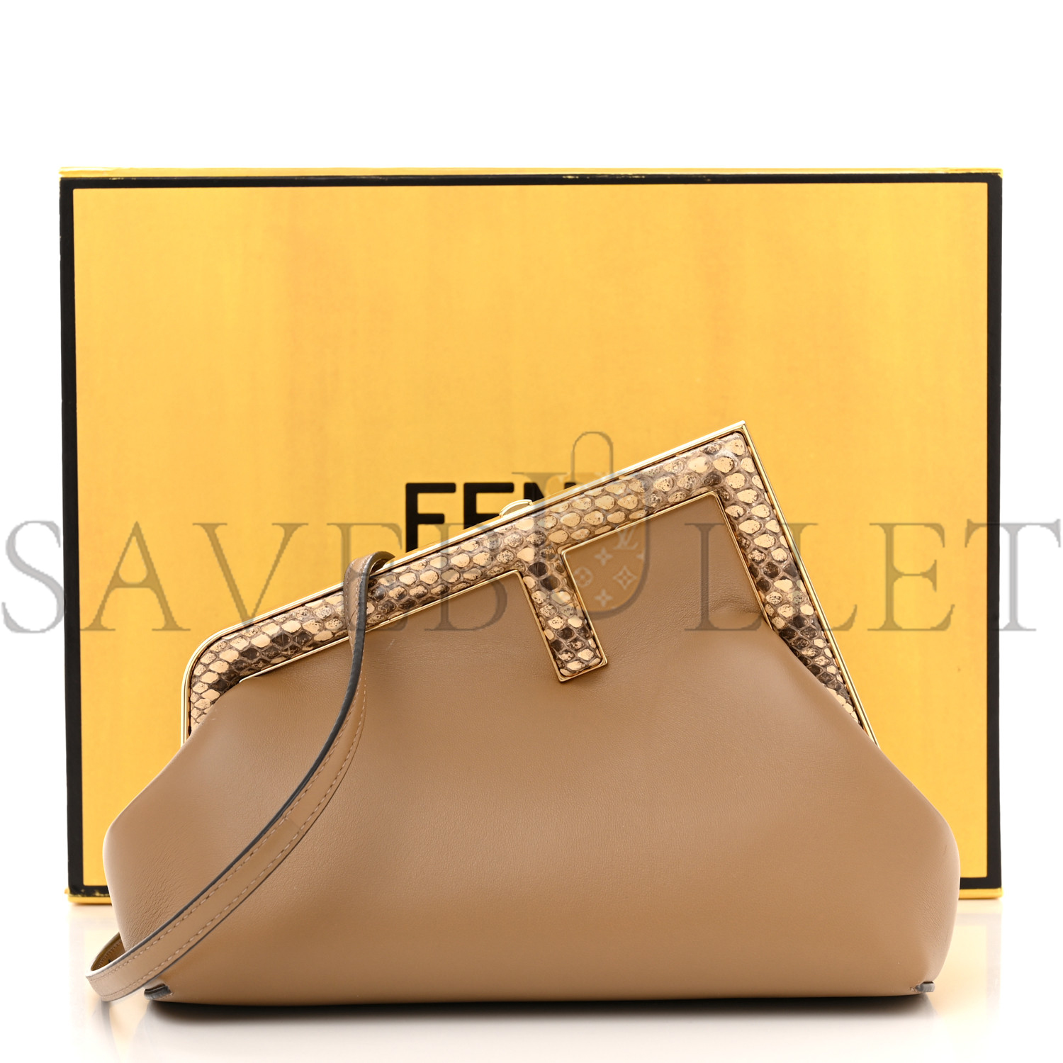 FENDI SHINY NAPPA SNAKESKIN SMALL FENDI FIRST SAND MAKE UP (24*19*9cm)