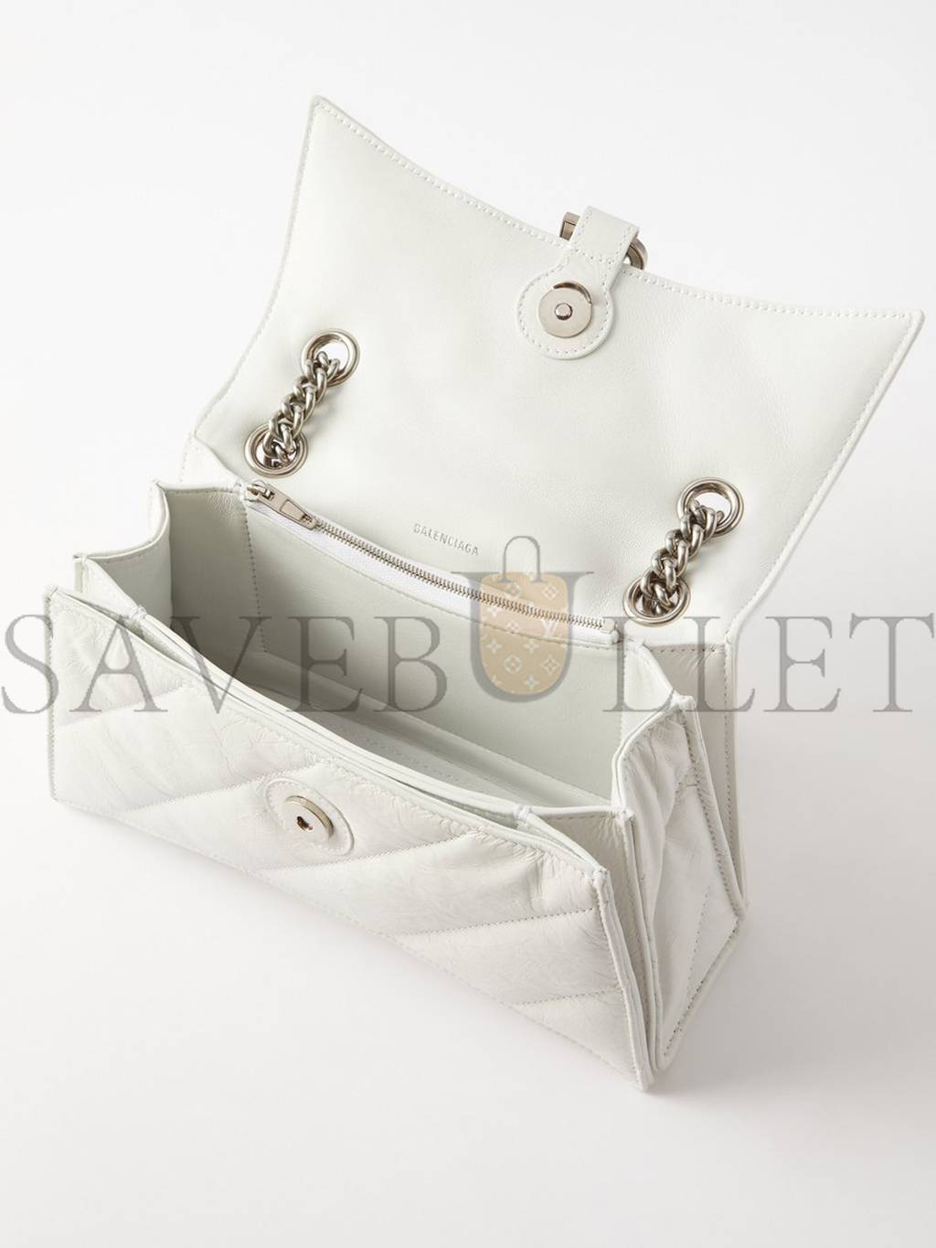 BALENCIAGA WHITE CRUSH S QUILTED CREASED-LEATHER SHOULDER BAG MATCHESFASHION US (25*14.9*10cm)