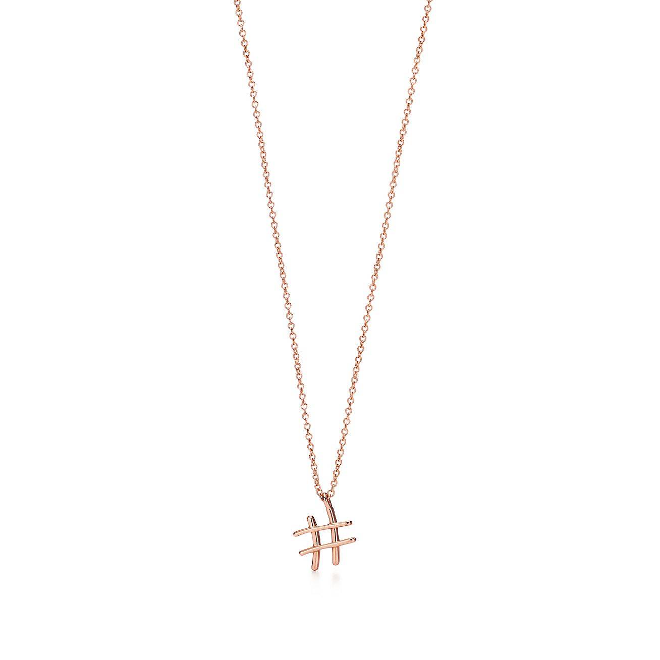 TIFFANY  PALOMAS GRAFFITI SMALL HASHTAG PENDANT IN 18K ROSE GOLD, 16