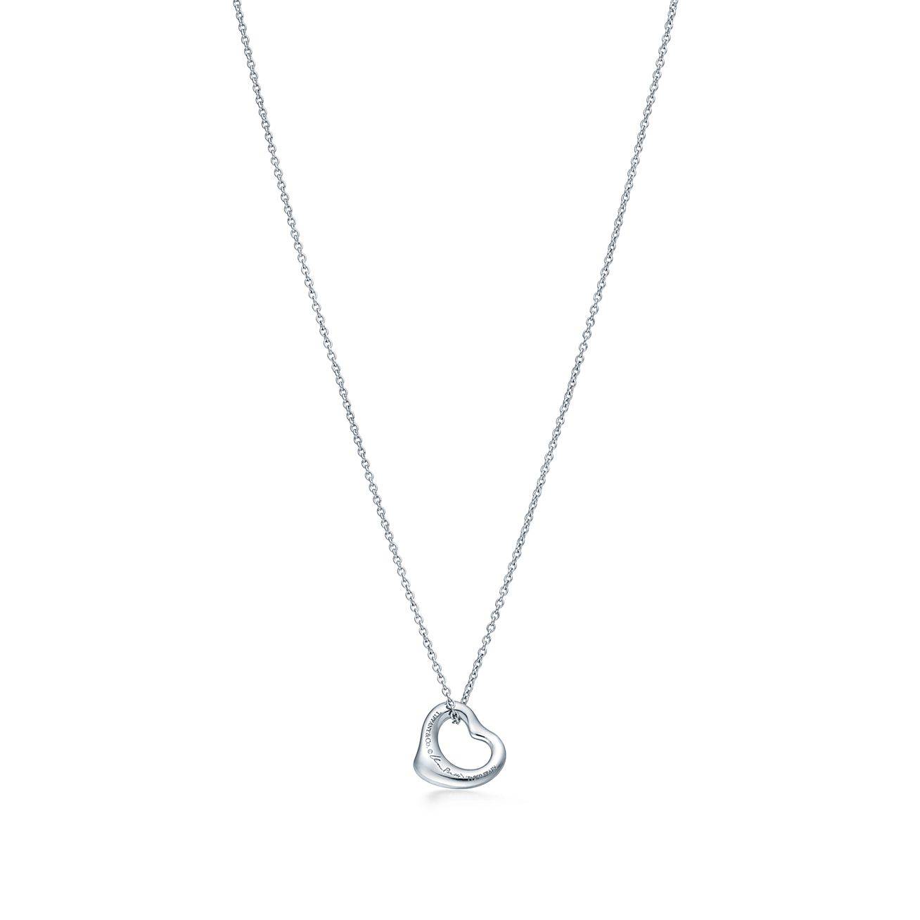 TIFFANY  ELSA PERETTI® OPEN HEART PENDANT IN PLATINUM WITH DIAMONDS