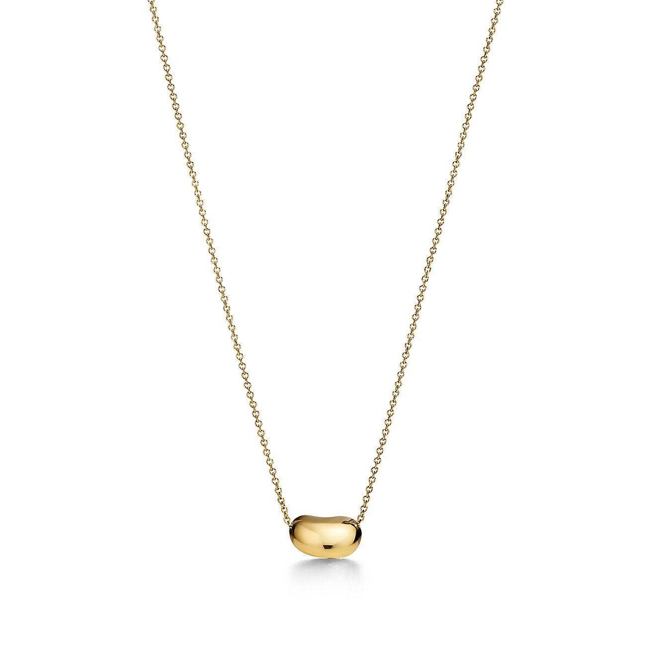 TIFFANY ELSA PERETTI® BEAN® DESIGN PENDANT IN YELLOW GOLD WITH PAVÉ DIAMONDS, 12 MM