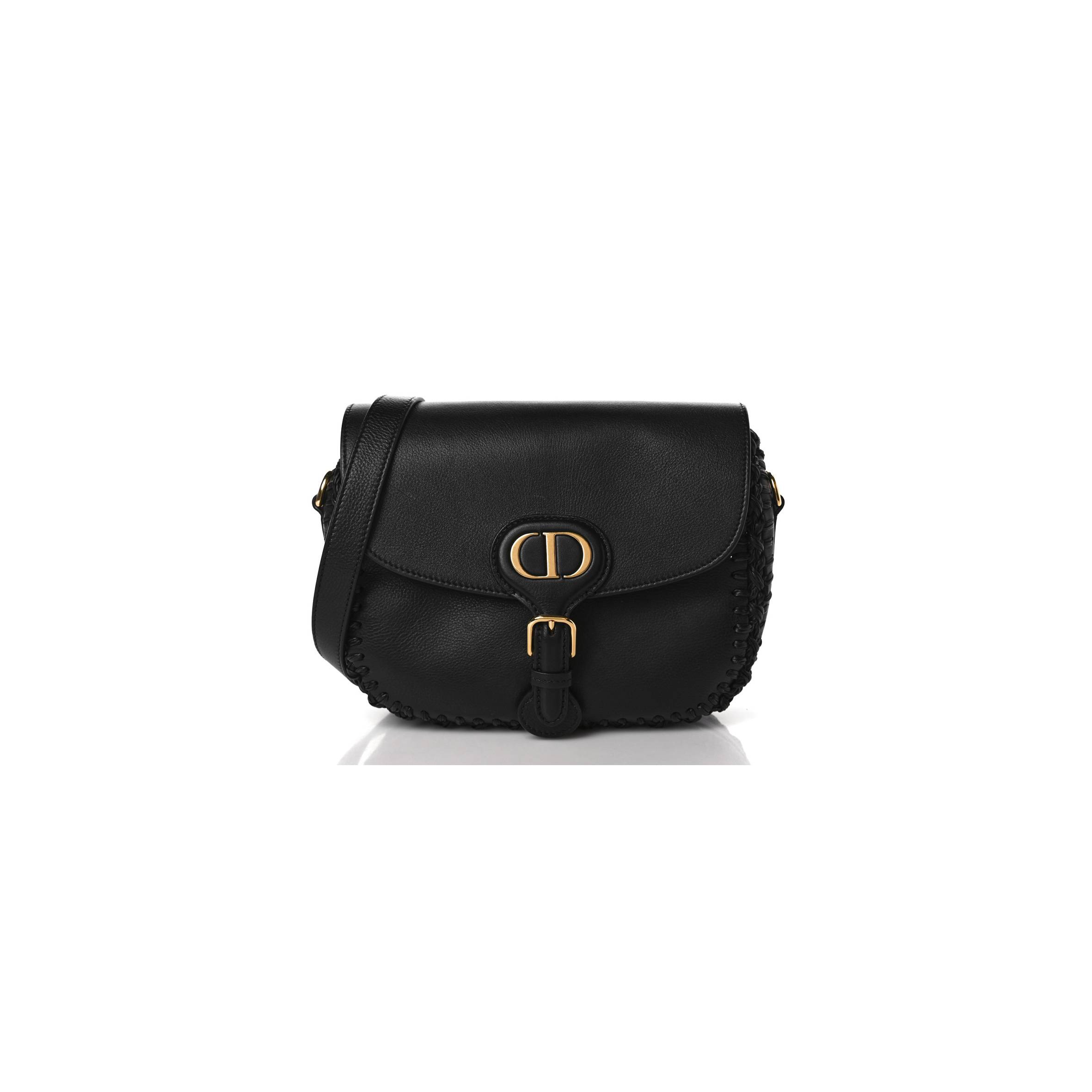 DIOR GRAINED CALFSKIN MEDIUM WHIPSTITCHED BOBBY BAG BLACK (21*18*5.7cm) 