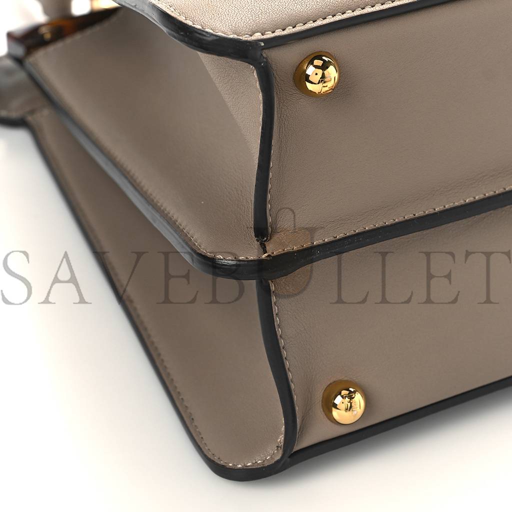 FENDI VITELLO SETA SHINY NAPPA PLEXIGLASS MEDIUM PEEKABOO I SEE U SATCHEL TORTORA (33*25*12cm)