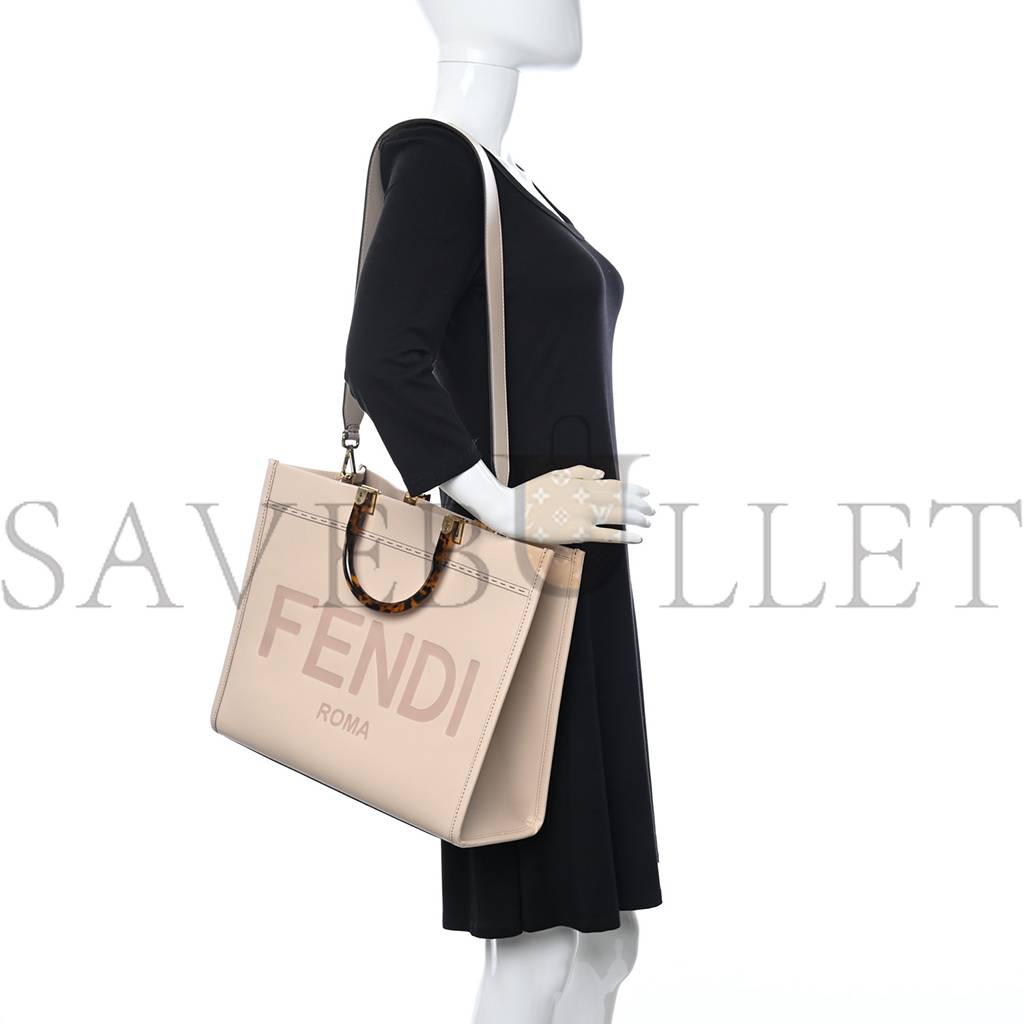 FENDI VITELLO KING PLEXIGLASS MEDIUM FENDI SUNSHINE SHOPPER TOTE LIGHT ROSE (36*31*15cm)