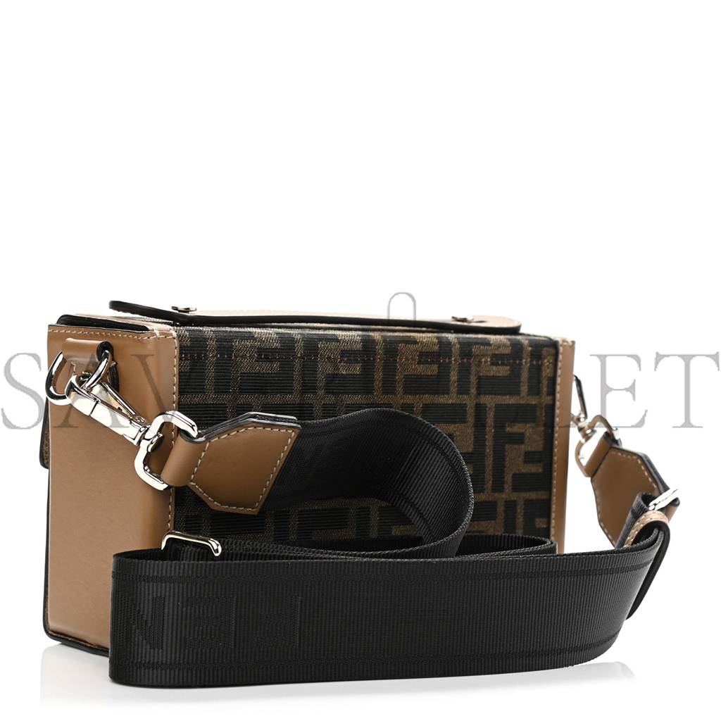 FENDI RECYCLED FABRIC JACQUARD VITELLO KING FF 1974 BAGUETTE SOFT TRUNK TOBACCO MORO SAND (28*15*6cm)